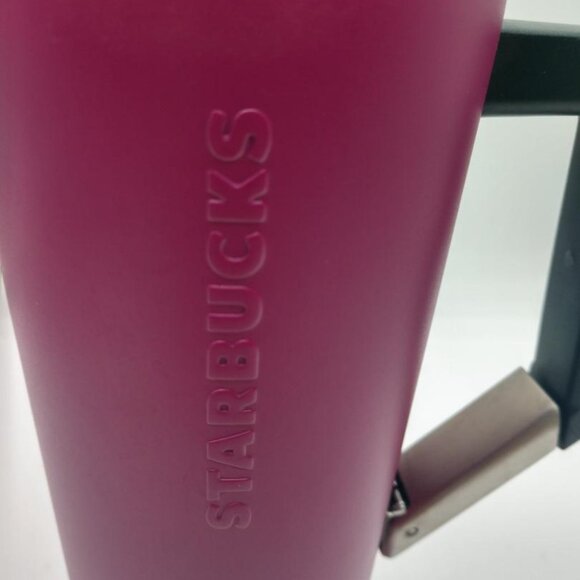 Starbucks Magenta Vacuum Stainless Steel Tumbler Clip on Handle 16 OZ Thermos - Picture 3 of 9